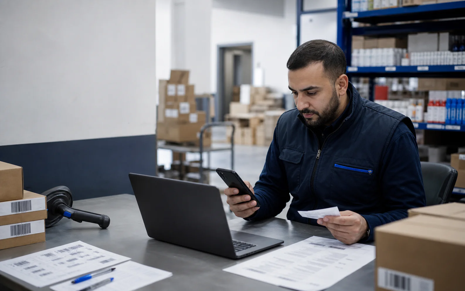 Opérateur wholesale contrôlant une demande reçue sur mobile avant la préparation d’une commande