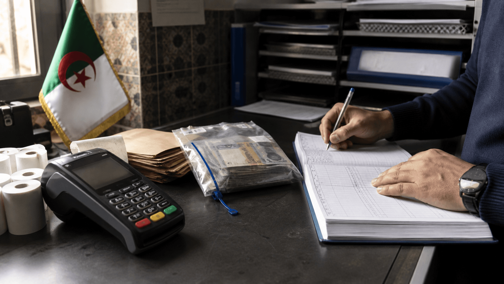 Payment terminal, receipts, and cash during merchant reconciliation